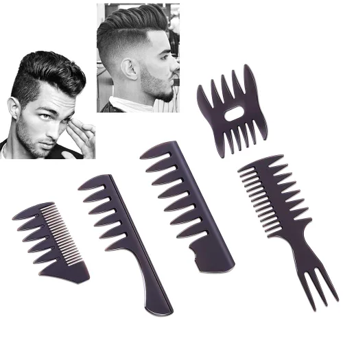 Miniatura 7 de Peine de pelo para peluquería peluquero peluquero textura peine paquete de 5 cepillos profesionales para el cabello retro peluquería estilo cuidado