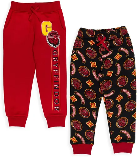 Harry Potter Gryffindor Slytherin Hufflepuff Ravenclaw - Paquete de 2 pantalones deportivos de forro polar para niños pequeños a grandes