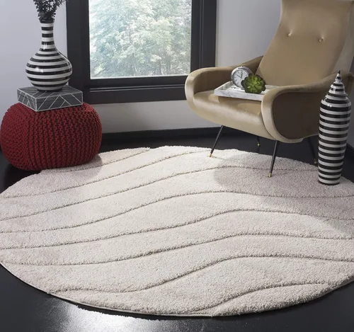 Miniatura 6 de SAFAVIEH Colección Florida Shag - Alfombra de acento de 2'3" x 4', color crema y beige, sin desprendimiento y de fácil cuidado, 1.2 pulgadas