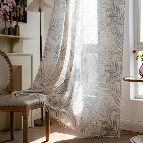 Miniatura 14 de STACYPIK Cortinas rústicas florales para ventana, cortinas semiopacas transpirables de 63 pulgadas de largo, 2 paneles lavables, cortinas filtrantes