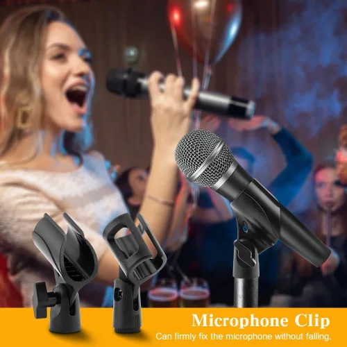 Miniatura 9 de Soporte universal de clip de micrófono de 3 piezas, soporte de micrófono ajustable para soporte con 2 adaptadores de tornillo macho de 5/8 pulgadas