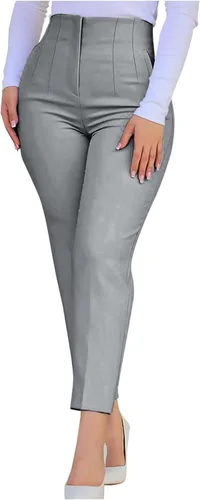 Uillui Pantalones de vestir para mujer, de negocios, casual, cintura alta, para trabajo, oficina, ajustados, con control de abdomen, pantalones