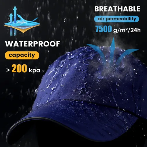 Miniatura 3 de Gorra de béisbol impermeable para hombre, sombrero de lluvia plegable para correr, al aire libre