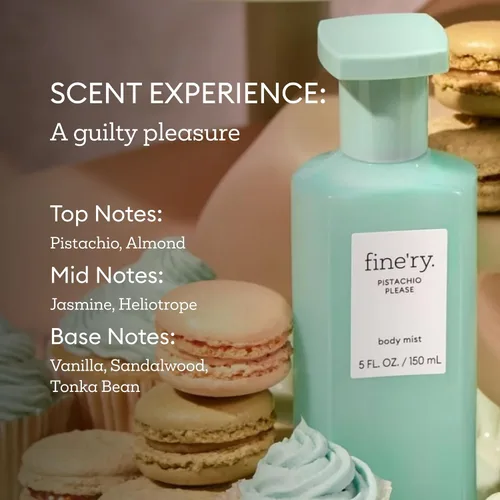 Miniatura 5 de Fine'ry Body Mist Set de regalo Gourmand Fragancia Spray Trio Aromas de cereza, pistacho y vainilla Bruma de perfume para cabello y cuerpo