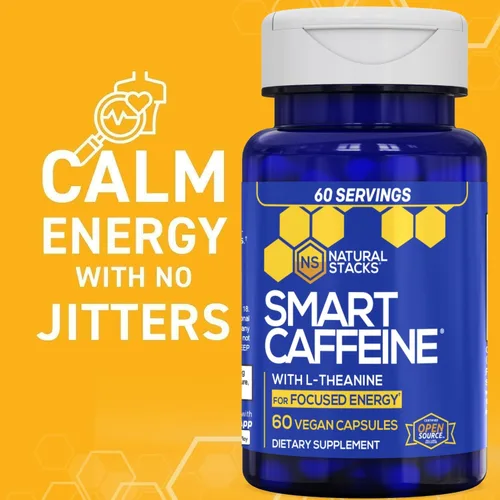 Miniatura 4 de Natural Stacks Smart Cafeine – Suplemento energético – Un frasco contiene 60 cápsulas – Crea energía duradera, evita el golpe de cafeína, aumenta