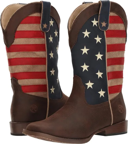 Miniatura 7 de ROPER Botas unisex de American Patriot Western para niños, Marrón