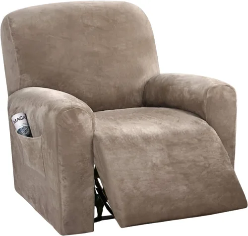 Miniatura 32 de H.VERSAILTEX Fundas elásticas de terciopelo para sillón reclinable, fundas para silla reclinable estilo de 4 piezas, funda para sillón reclinable