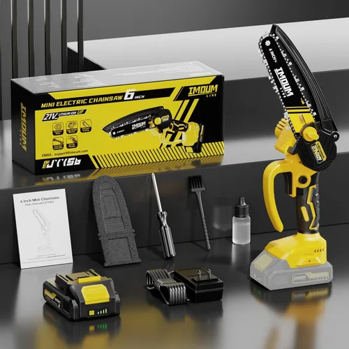 Miniatura 8 de Mini motosierra inalámbrica de 6 pulgadas, 32 pies/S, corte rápido y potente, motosierra eléctrica sin escobillas con batería de 3.0 Ah, engrasador