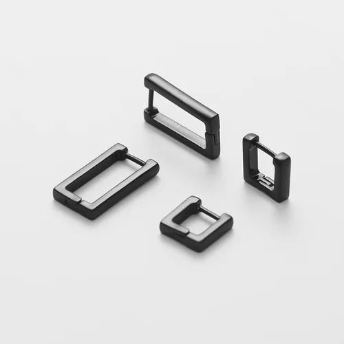 Miniatura 6 de 2 pares de aretes de aro minimalistas chapados en oro de 14 quilates, pequeños y delicados aretes geométricos cuadrados y rectangulares para niñas
