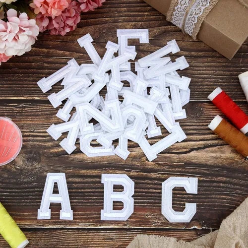 Miniatura 5 de 104 parches de tela con letras del alfabeto para planchar con adhesivo planchado bordado para decorar letras A-Z para tablón de anuncios, camisetas