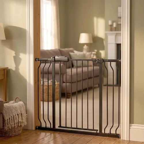 Miniatura 28 de Puerta de bebé para escaleras y puertas, puertas para perros de 29 a 34 pulgadas para la casa, puerta para mascotas de interior montada a presión