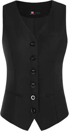 Miniatura 2 de KANCY KOLE Chaleco vintage para mujer, totalmente forrado, formal, de negocios, con botones, chaleco steampunk