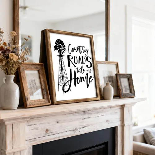 Miniatura 5 de Letrero de Country Roads Take Me Home, arte de pared de madera rústica con gancho de metal, letrero familiar de granja para sala de estar, música