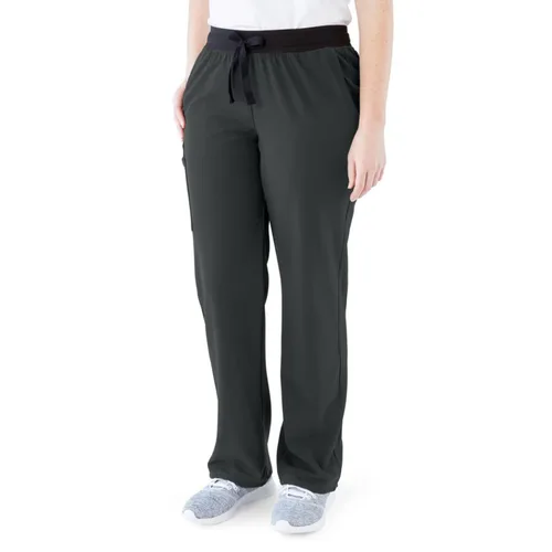 Miniatura 51 de ave. Varick - Pantalón médico de tiro medio para mujer, pierna recta, seis bolsillos, color azul caribeño, talla S