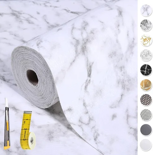 Miniatura 31 de Lámina para revestir estantes y cajones de cocina y baño, impermeable, antideslizante, sin adhesivo, fácil de limpiar, incluye cuchillo y cinta