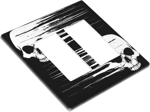 Miniatura 2 de Cubierta de placa de interruptor de luz doble basculante de esqueleto de calavera blanca y negra para decoración de pared para el hogar, dormitorio