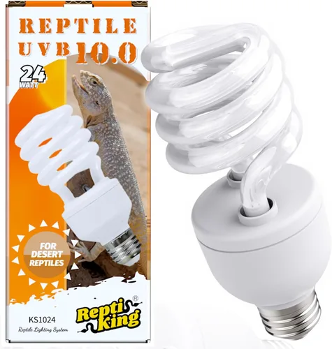 Luz de reptil UVB, 10.0 24W, lámpara de bombilla de reptil UVA UVB para dragón barbudo, bombillas UVB para reptiles del desierto