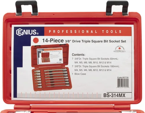 Miniatura 6 de Genius Tools Juego de llaves de vaso cuadrado triple de 14 piezas 3/8" Dr. BS-314MX