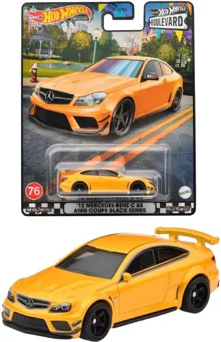 Hot Wheels Serie Mercedes-Benz C63 AMG Coupé Black a escala 1/64, modelo de automóvil fundido a presión, naranja, mediano, 2023, más de 3 años, para