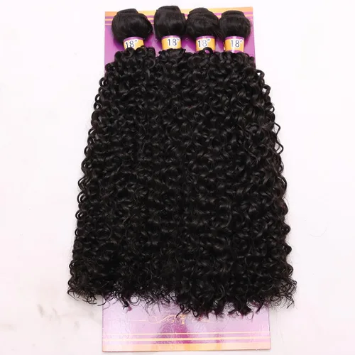 Miniatura 24 de Extensiones de cabello rizado afro rizado, sintético, tejido rápido, extensiones de cabello de fibra de alta temperatura para mujeres, color negro