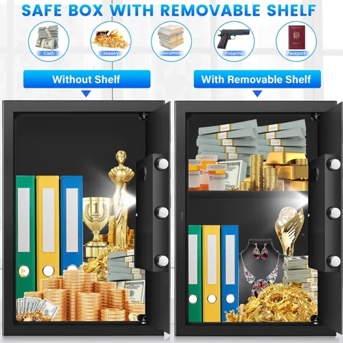 Miniatura 4 de Caja fuerte de 19.69 pulgadas de alto, caja fuerte para el hogar de 3.3 pies cúbicos con bolsa impermeable ignífuga, caja de seguridad digital