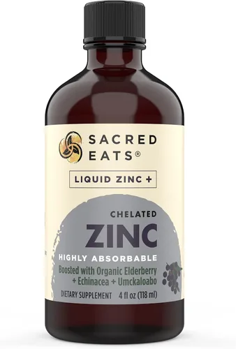 Miniatura 2 de Zinc líquido (quelato de glicinato) con saúco orgánico y equinácea (alto en quercetina) Suplemento inmunológico 4 en 1 para adultos y niños, gran