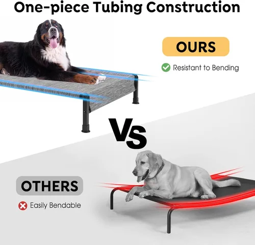 Miniatura 2 de Veehoo CWC2433 - Cama fresca para perros para exteriores, cama elevada para mascotas con malla Teslin lavable y transpirable, pies de silicona Negro