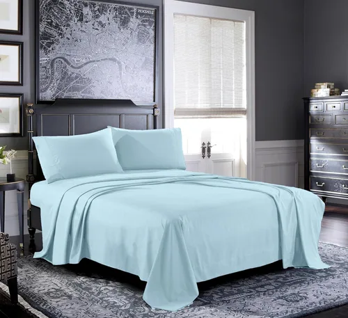Miniatura 27 de Pure Bedding Sábanas – Juego de sábanas individuales [3 piezas, azul cielo] – Hotel Luxury 1800 microfibra cepillada – Suave y transpirable – Sábana