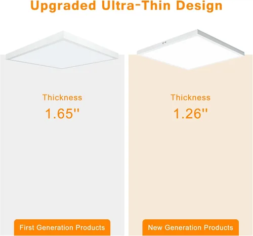 Miniatura 9 de Lámpara de panel plano LED negra de 1x4 pies, montaje en superficie, 5000K-4000K-3000K seleccionable y regulable Triac, lámpara de techo rectangular