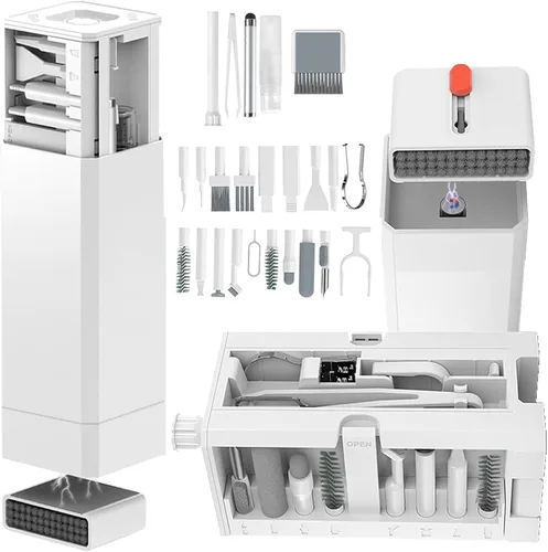 Miniatura 13 de Kit de limpieza de teléfono celular, kit de limpieza para iPhone para puerto de carga, kit de limpieza de teclado para Airpods/Android/USB Blanco