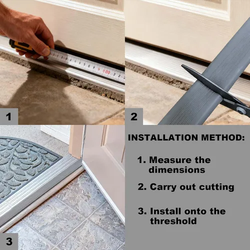 Miniatura 6 de Tira de sellado inferior para debajo de la puerta, 2 unidades de 36 pulgadas para umbrales de aluminio ajustables, tiras de goma de repuesto