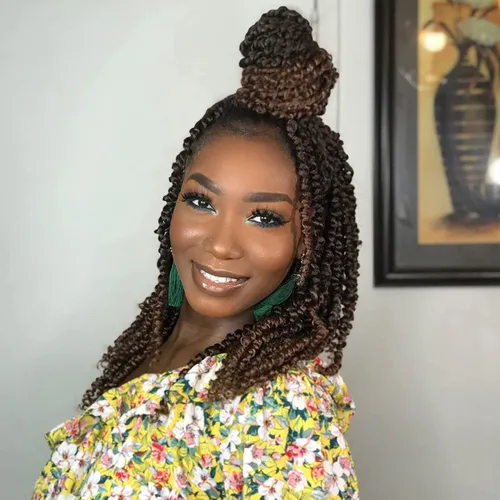 Miniatura 47 de Paquete de 8 paquetes de cabello de ganchillo Passion Twist de 6 pulgadas, rizos bohemios pretrenzados previamente trenzados, negro natural 1B