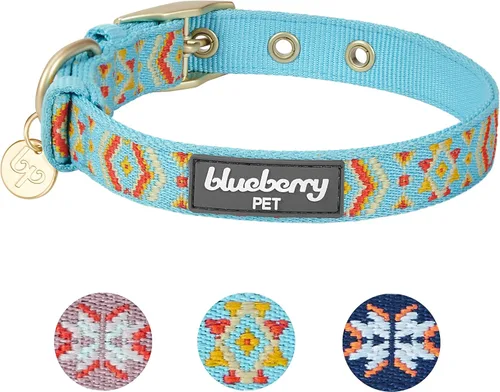 Miniatura 6 de Blueberry Pet - Collar ajustable para perro con estampado tribal sudoccidental en azul celeste, con hebilla de metal, para cuello de 13-16.5