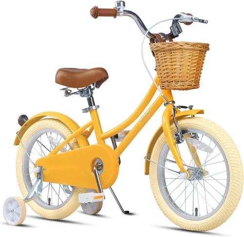 Miniatura 42 de Glerc Little Molly - Bicicleta de crucero retro para niños de 2 a 13 años de edad con cesta de mimbre y ruedas de entrenamiento/soporte, varios