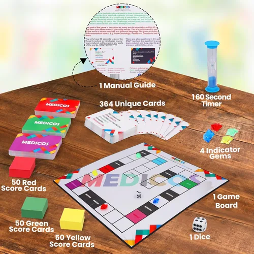 Miniatura 8 de Medicos Juego de mesa médico para adultos y estudiantes Juego de aprendizaje de anatomía de trivia de atención médica Médico, enfermera, escuela