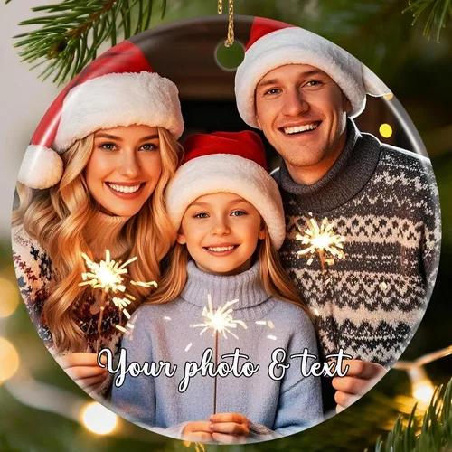 Adornos de Navidad personalizados para la familia 2025, adornos de foto personalizados para el árbol de Navidad, adorno de foto, decoración de árbol