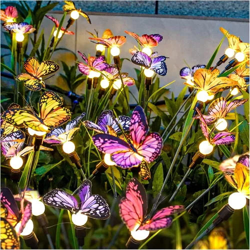 TONULAX Luces Solares de Jardín - Luz de Mariposa Oscilante, Oscilando en el Viento, Luces Solares para Exteriores, Decoración de Jardín, Patio y