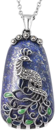 Shop LC - Collar de lapislázuli azul para mujer, colgante de piedra natural, cadena estética de cristal curativo de 20 pulgadas, Metal, No es una