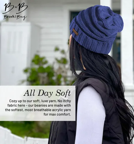 Miniatura 6 de Brook + Bay Gorro holgado de invierno para mujer, gorro de punto de gran tamaño para mujer, gorro holgado para clima frío