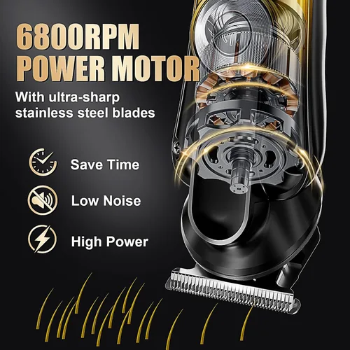 Miniatura 3 de Cortadora de pelo 6 en 1 para hombres, afeitadora eléctrica impermeable IPX6 y cortadora de pelo inalámbrica, kit de aseo para nariz, cuerpo, cara