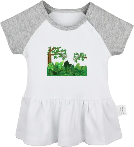 Babies Nature Jungle Pattern Dresses, Newborn Baby Girls Princess Dress, Toddler Infant 0-24 Months Kids Ruffles Skirts