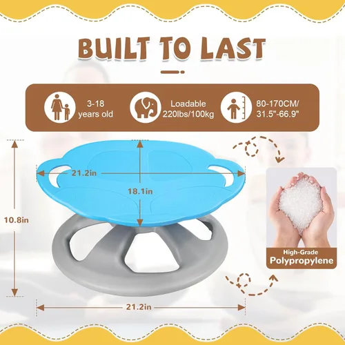 Miniatura 2 de Zhenx Silla giratoria para niños autistas con asas, asiento giratorio sensorial de capacidad de 220 libras, juguete sensorial para adolescentes