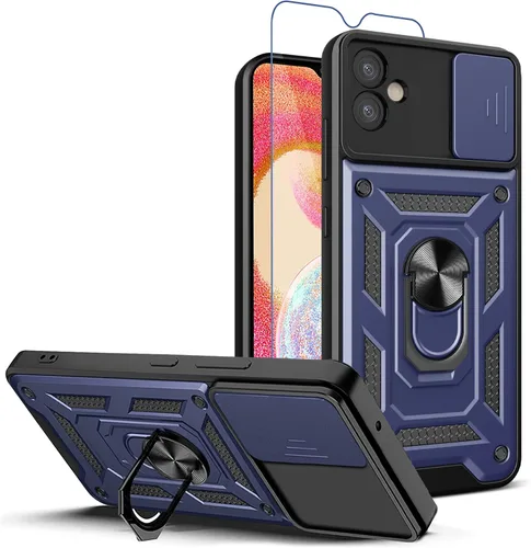 Miniatura 24 de Funda para teléfono Galaxy A06 4G: con protector de pantalla de 2 piezas, cubierta deslizante para cámara y soporte multiángulo para Samsung Galaxy