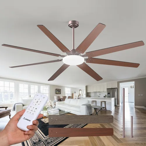 Miniatura 15 de Amico Ventiladores de techo de 64 pulgadas con luces, ventilador de techo grande con luz y control remoto, regulable, motor de CC silencioso