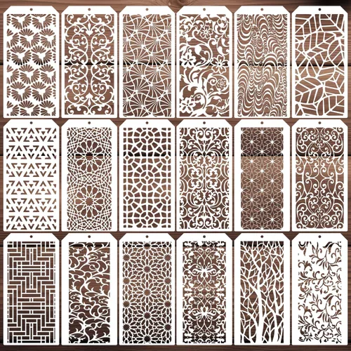 Plantillas para manualidades, plantillas de textura reutilizables para pintar, plantillas de fondo de 8x4 pulgadas, plantillas de dibujo para