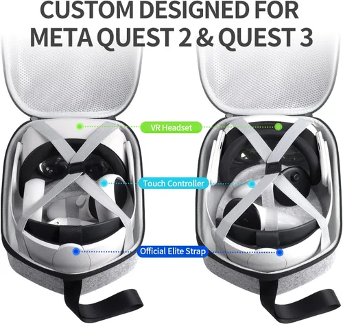 Miniatura 2 de Funda de transporte de gran espacio compatible con Meta Quest 3S/Quest 3/Quest 2/Vision Pro VR Gaming Headset Original/Elite y accesorios