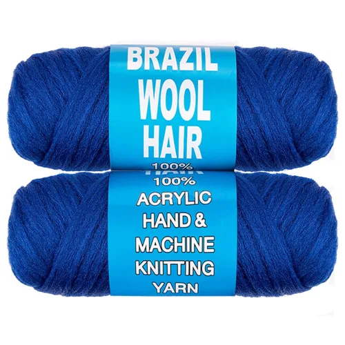 Miniatura 27 de COOKOO 2 rollos de hilo de lana brasileña color negro natural para cabello trenzado de ganchillo, trenzas, torsión, urdimbres, torsión senegalesa