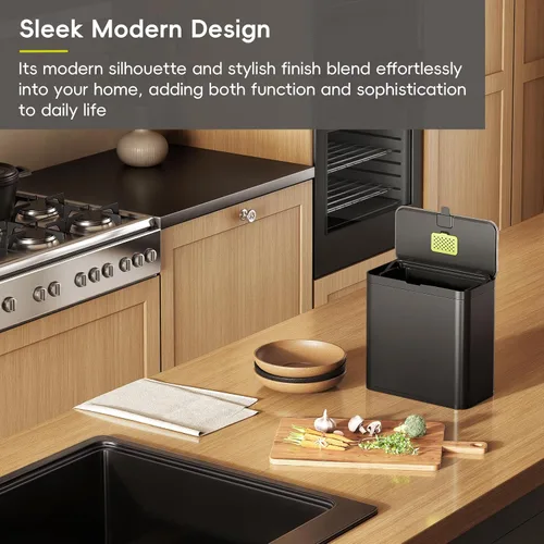Miniatura 8 de EKO Contenedor de Compost de Cocina, 7L / 1.85 Gal de Acero Inoxidable con Cubo Interior Extraíble y Compartimento Desodorizante, Contenedor