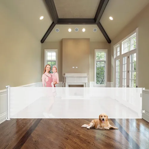 Miniatura 11 de Puertas de bebé extra anchas de 100 pulgadas para gran apertura, puerta retráctil para interiores para perros, puertas para cachorros para la casa