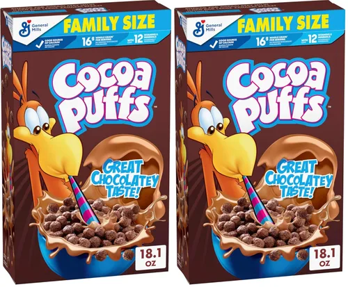 Miniatura 12 de Cocoa Puffs, cereales para el desayuno con sabor a chocolate, hechos con grano integral, bolsa resellable de 32 onzas